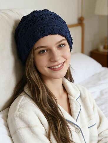 Women's Soft Lined Hollow Out Knit Slouchy Beanie in Saudi Arabia