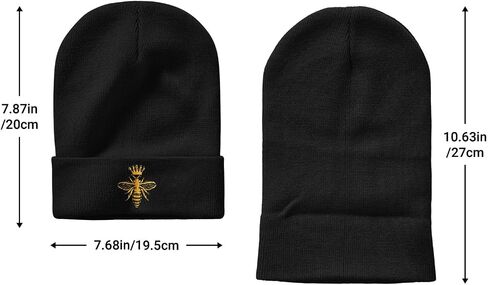 Queen Bee Honey Embroidery Beanie Hat for Men Women Winter Warm Stretch Skull Knit Hats Cap Black in Saudi Arabia