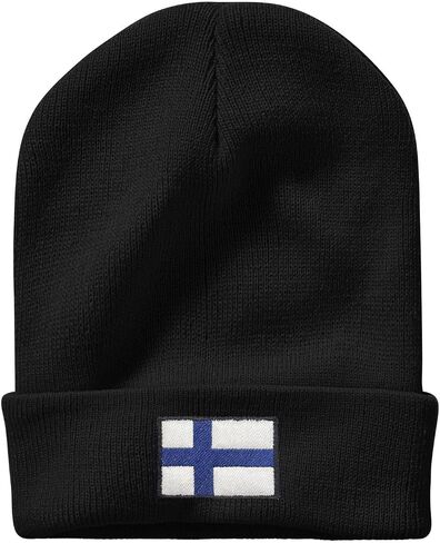 Finland Flag Finnish Beanie Hat for Men Women Winter Warm Beanie Hats Stretch Skull Knit Hat Cap Black in Saudi Arabia