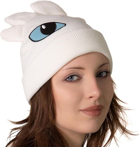 ComfyCamper White Dragon Beanie Hat for Womens - Adults Women Mens Animal Dragons Wing Cosplay Halloween in Kuwait