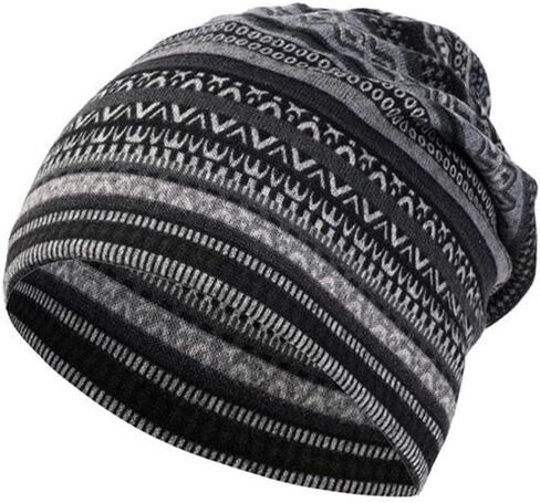 Large Head Winter Knit Hat Warm Stretch Pullover Cap for Men and Women in Kuwait
