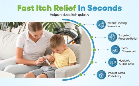 Mosquito Bite Relief Tool - Instant Anti-Itch Relief, Cooling X-Tip, Reusable & Chemical-Free Bug Bite Soother for Adults & Kids in Kuwait