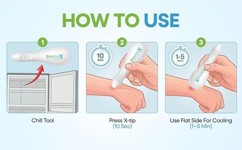 Mosquito Bite Relief Tool - Instant Anti-Itch Relief, Cooling X-Tip, Reusable & Chemical-Free Bug Bite Soother for Adults & Kids in Kuwait