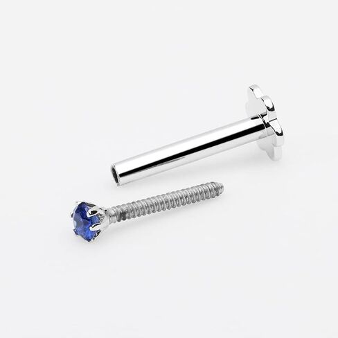 Demira Natural 1.7MM (0.02ct) Blue Sapphire Nose Stud – Solid 14K White Gold Nose Pin for Women, Body Piercing Jewelry with Screw Back, 7MM Long Post, 16G in Kuwait