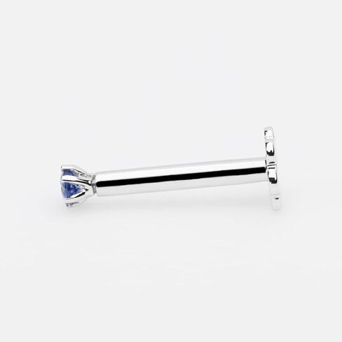 Demira Natural 1.7MM (0.02ct) Blue Sapphire Nose Stud – Solid 14K White Gold Nose Pin for Women, Body Piercing Jewelry with Screw Back, 7MM Long Post, 16G in Kuwait