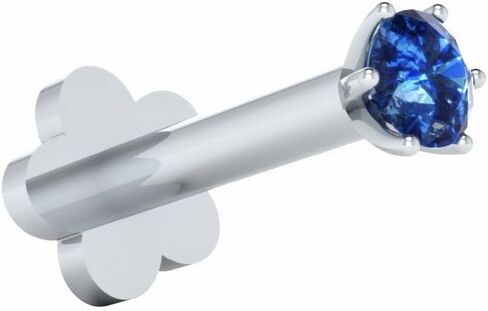 Demira Natural 1.7MM (0.02ct) Blue Sapphire Nose Stud – Solid 14K White Gold Nose Pin for Women, Body Piercing Jewelry with Screw Back, 7MM Long Post, 16G in Kuwait