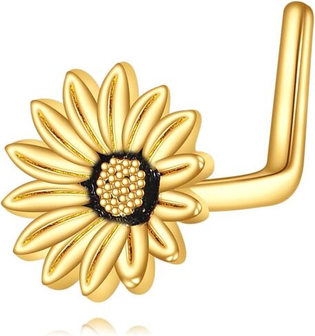 POPLYKE Flower Nose Rings 925 Sterling Silver Nose Ring for Women Sunflower Daisy Jewelry Gifts in Kuwait