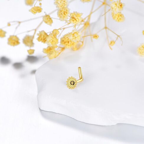 POPLYKE Flower Nose Rings 925 Sterling Silver Nose Ring for Women Sunflower Daisy Jewelry Gifts in Kuwait