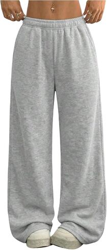 GORGLITTER Girl's Low Rise Barrel Sweatpants Casual Wide Leg Workout Lightweight Loose Baggy Sweat Pants with Pockets in Kuwait