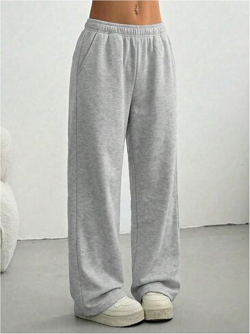 GORGLITTER Girl's Low Rise Barrel Sweatpants Casual Wide Leg Workout Lightweight Loose Baggy Sweat Pants with Pockets in Kuwait