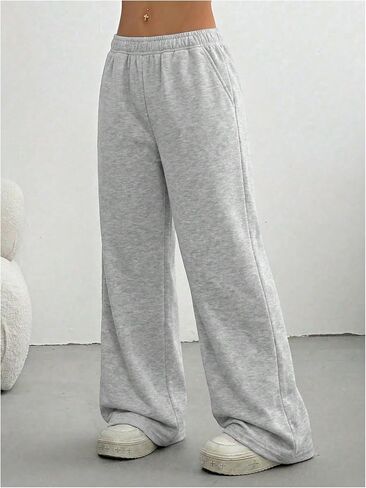 GORGLITTER Girl's Low Rise Barrel Sweatpants Casual Wide Leg Workout Lightweight Loose Baggy Sweat Pants with Pockets in Kuwait
