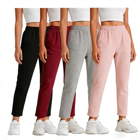 4 Pack Toddler Girls Fleece Sweatpants - Winter Warm Fleece Pants with Pockets, Athletic Microfleece Pants for 2-6 Years Toddler, Baby Girl Thermal Joggers 3Y-G1 in Saudi Arabia