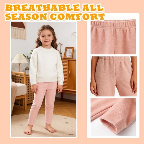 4 Pack Toddler Girls Fleece Sweatpants - Winter Warm Fleece Pants with Pockets, Athletic Microfleece Pants for 2-6 Years Toddler, Baby Girl Thermal Joggers 3Y-G1 in Saudi Arabia
