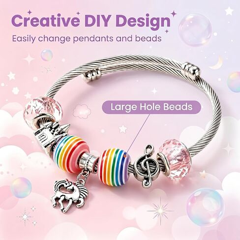 Charm Bracelet Making Kit for Girls,DIY Jewelry Crafts Toy Gifts for Kids,Girl Birthday Gift Ages 6 7 8 9 10 in Kuwait