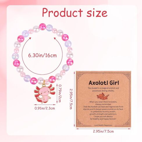 Mikovivi Axolotl Bracelet Set, Cute Stackable Axolotl Bead Bracelets with Card Kawaii Charm Beaded Jewelry for Girls Niece Birthday Present in Kuwait
