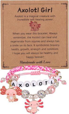 Mikovivi Axolotl Bracelet Set, Cute Stackable Axolotl Bead Bracelets with Card Kawaii Charm Beaded Jewelry for Girls Niece Birthday Present in Kuwait