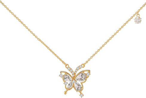 14K Gold Plated Bow and Butterfly Design Choker Necklace for Women, Hypoallergenic Fashion Jewelry Gift in Saudi Arabia