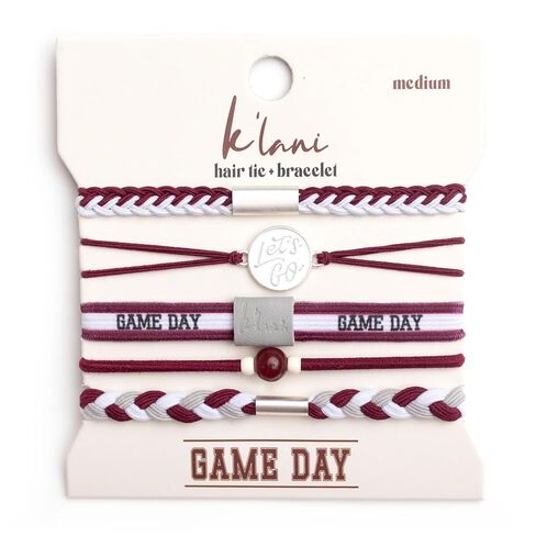K’lani Game Day Hair Tie Bracelets for Women - No-Crease Elastic Hair Ties & Bracelets, Team Colors for Hair & Wrist, Gift for Birthdays & Special Occasions | Orange/White, 5 Pack - Large in Saudi Arabia