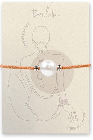 By Lilla Bracelet Hair Ties for Women - Hair Tie Bracelet with Silver Accents - Boho Handmade Jewelry for Wrist and Ponytail (Mega Halo-Nectarine) in Kuwait