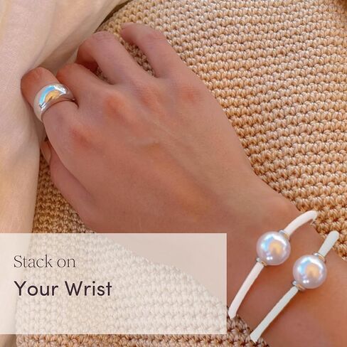 By Lilla Bracelet Hair Ties for Women - Hair Tie Bracelet with Silver Accents - Boho Handmade Jewelry for Wrist and Ponytail (Mega Halo-Nectarine) in Kuwait
