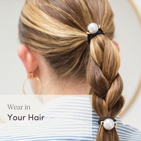 By Lilla Bracelet Hair Ties for Women - Hair Tie Bracelet with Silver Accents - Boho Handmade Jewelry for Wrist and Ponytail (Mega Halo-Nectarine) in Kuwait