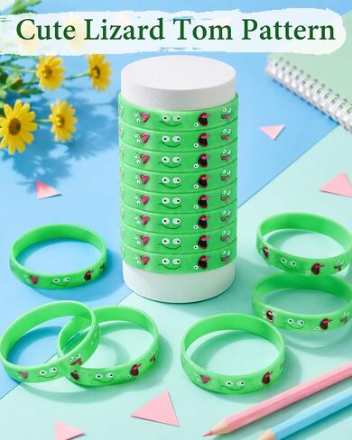 12 Packs for H0ppers Lizard Silicone Bracelets Set, Silicone Wristbands Bracelet for Hop-pers, Lizard Printed Inspired Cartoon Merchandise Party Favors in Kuwait