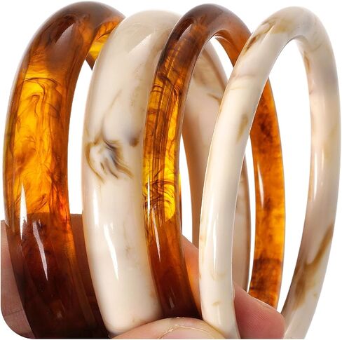 HOVEOX Acrylic Bangles Chunky Bracelets for Women Resin Bangles Bracelets for Women Resin Jewelry Acrylic Jewelry (4 Pcs) in Kuwait