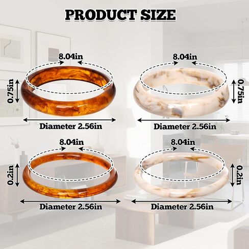 HOVEOX Acrylic Bangles Chunky Bracelets for Women Resin Bangles Bracelets for Women Resin Jewelry Acrylic Jewelry (4 Pcs) in Kuwait