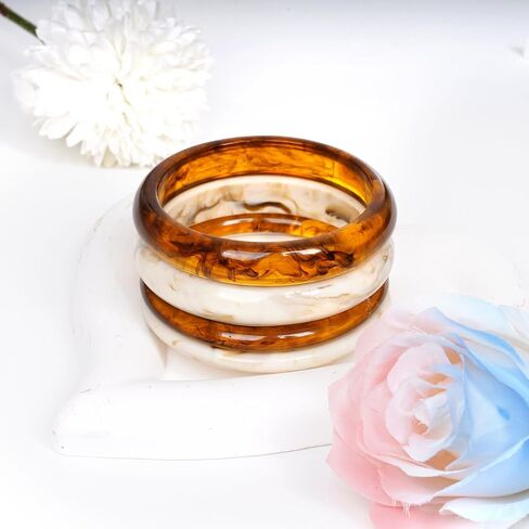 HOVEOX Acrylic Bangles Chunky Bracelets for Women Resin Bangles Bracelets for Women Resin Jewelry Acrylic Jewelry (4 Pcs) in Kuwait