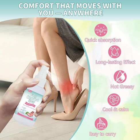 Foot Comfort Spray for High Heels, Foot Cooling Mist for Women in Heels, Herbal Sprays for Long Standing Walking Go Out and Busy Workdays, Quick Absorbing Feet Care Spray(80mL) in Saudi Arabia