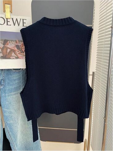 MakeMeChic Women's Sweater Vest Knit Sleeveless Metal Button Retro Vintage Tops in Kuwait