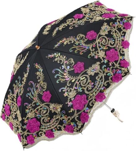 UV Blocking Sun Umbrella Vintage Lace Embroidery Parasol for Wedding Party Photo Shoots in Saudi Arabia
