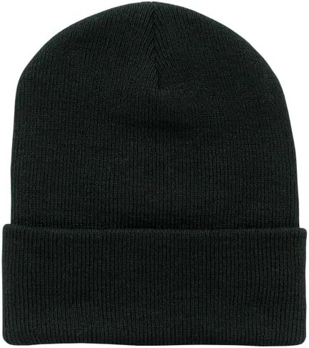 10 Pack Unisex Long Cuffed Acrylic Beanie Hat One Size Regular Fit - Black in Kuwait