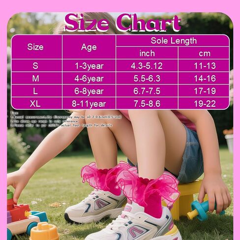 4 Pairs Girls Ruffle Socks Toddler Girl Frilly Lace Dress Ruffles Fold Over Cuff Sock Comfortable Cotton Socks in Kuwait