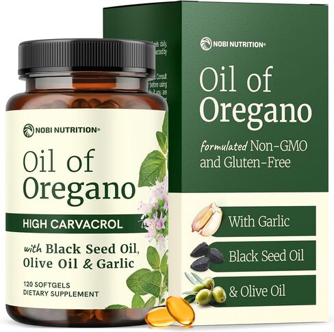 Oil of Oregano with Black Seed Oil Softgels | Immune Support | High Carvacrol | Seasonal Wellness & Antioxidant Support with Garlic Extract | Third-Party Tested & Non-GMO | 120 Oregano Oil Capsules in Saudi Arabia