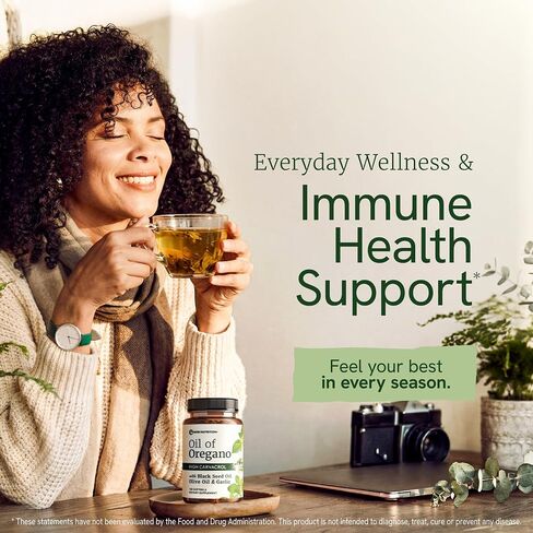 Oil of Oregano with Black Seed Oil Softgels | Immune Support | High Carvacrol | Seasonal Wellness & Antioxidant Support with Garlic Extract | Third-Party Tested & Non-GMO | 120 Oregano Oil Capsules in Saudi Arabia