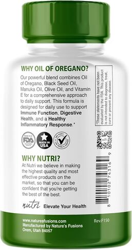 Nutri Oil of Oregano with Black Seed Oil and Manuka Oil Softgels, 505mg Extra Strength Oregano Oil Black Seed Oil Softgels Blend for Immune, Gut and Inflammatory Support Supplements (120 Count) in Saudi Arabia