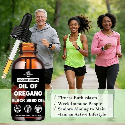 Oil of Oregano with Black Seed Oil Liquid Drops, High Carvacrol & Thymoquinone Aceite de Orégano, Oregano Oil Supplement for Immune & Gut Health, Fast Absorb Oregano Liquid Than Capsules丨2Fl Oz, Vegan in Saudi Arabia