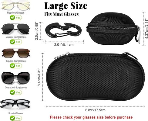 RayLove Sunglasses Case Hard Shell, Crush Resistant Eyeglass Case with Zipper, Lightweight Sunglasses Travel Case in Saudi Arabia