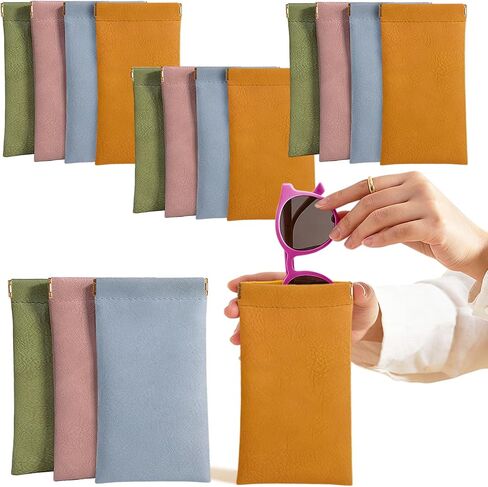 16 Pcs Glasses Case, Soft Leather Sunglasses Case, Squeeze Top Sunglasses Pouch, Portable Sunglass Pouch, Scratch Eyeglass Case For Women Men in Saudi Arabia