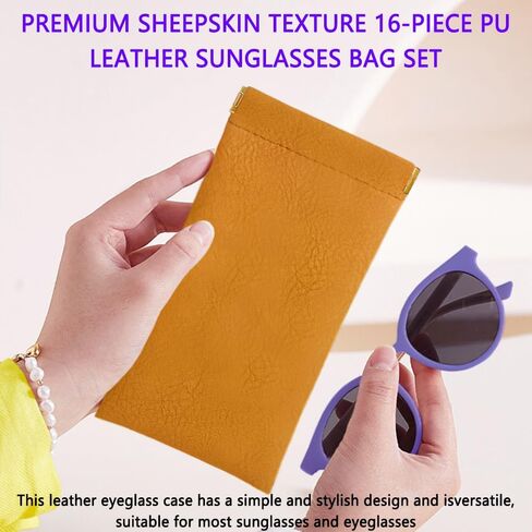 16 Pcs Glasses Case, Soft Leather Sunglasses Case, Squeeze Top Sunglasses Pouch, Portable Sunglass Pouch, Scratch Eyeglass Case For Women Men in Saudi Arabia