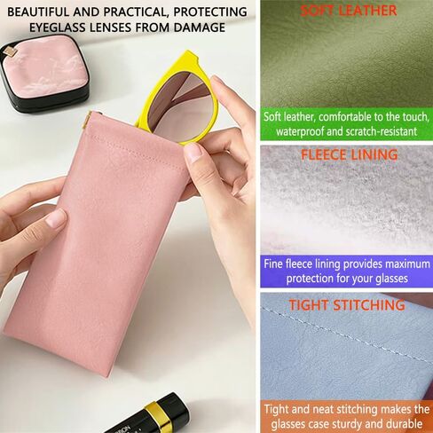 16 Pcs Glasses Case, Soft Leather Sunglasses Case, Squeeze Top Sunglasses Pouch, Portable Sunglass Pouch, Scratch Eyeglass Case For Women Men in Saudi Arabia