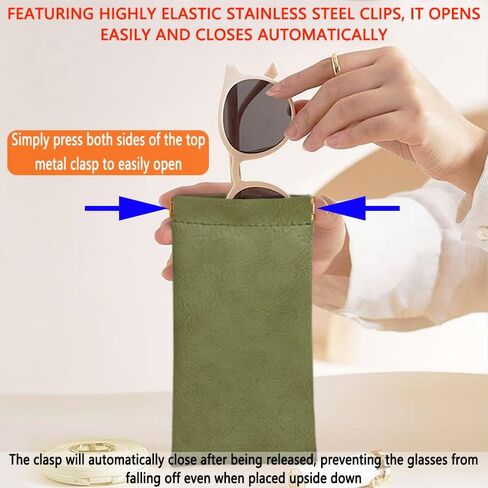16 Pcs Glasses Case, Soft Leather Sunglasses Case, Squeeze Top Sunglasses Pouch, Portable Sunglass Pouch, Scratch Eyeglass Case For Women Men in Saudi Arabia