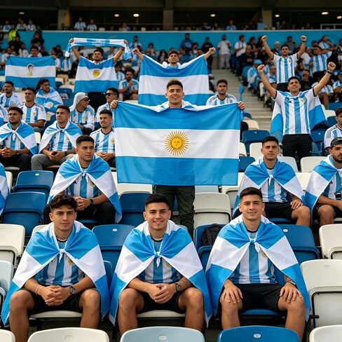 2026 World Cup Argentina Flag Cape, Premium 100% Polyester Fan Body Flag, Breathable Hooded Shawl with Sky Blue-White Stripes & Sun Emblem in Kuwait