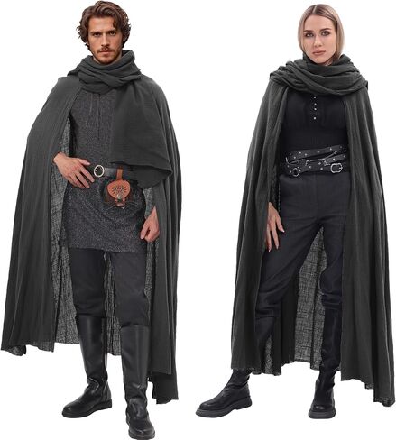 Medieval Cloak Renaissance Cape with Shawl Scarf for Streampunk Gothic Vintage Fantasy Heads Wrap Cosplay Costume in Saudi Arabia