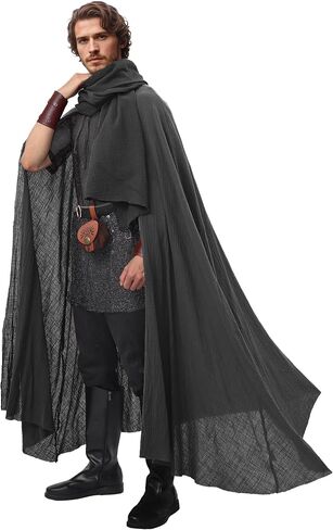 Medieval Cloak Renaissance Cape with Shawl Scarf for Streampunk Gothic Vintage Fantasy Heads Wrap Cosplay Costume in Saudi Arabia