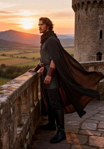 Medieval Cloak Renaissance Cape with Shawl Scarf for Streampunk Gothic Vintage Fantasy Heads Wrap Cosplay Costume in Saudi Arabia
