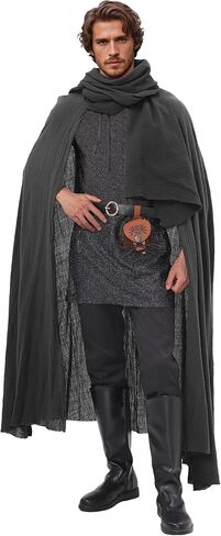 Medieval Cloak Renaissance Cape with Shawl Scarf for Streampunk Gothic Vintage Fantasy Heads Wrap Cosplay Costume in Saudi Arabia