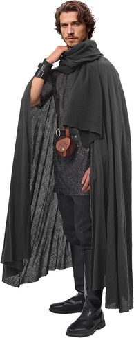 Medieval Cloak Renaissance Cape with Shawl Scarf for Streampunk Gothic Vintage Fantasy Heads Wrap Cosplay Costume in Saudi Arabia