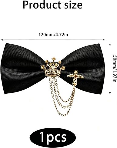 Bow Ties for Men,Black Bow Tie with Crown Design,Classic Style Neckband Brooch,Tuxedo Accessory in Kuwait